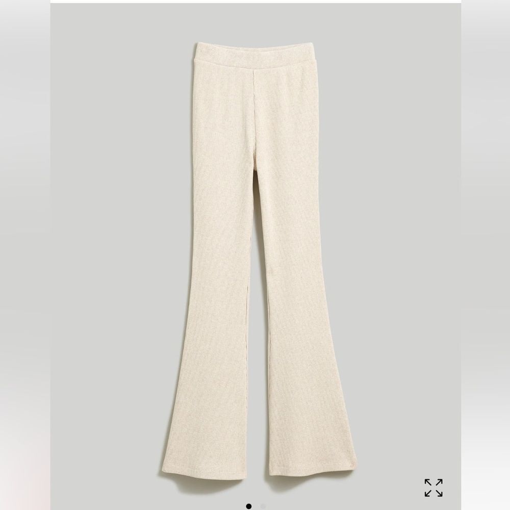 Madewell cotton cozy Ribbed Knit flare pants size xl Oatmeal color